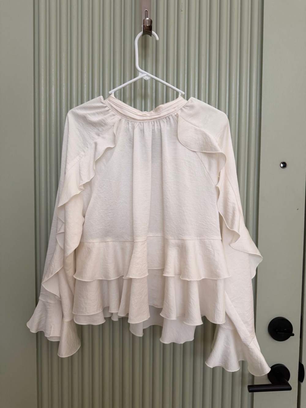 Zara Cream Ruffle Tiered Blouse
